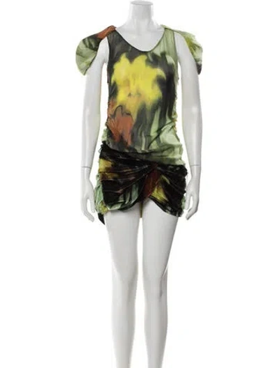 Pre-owned Collina Strada Silk Mini Dress In Green