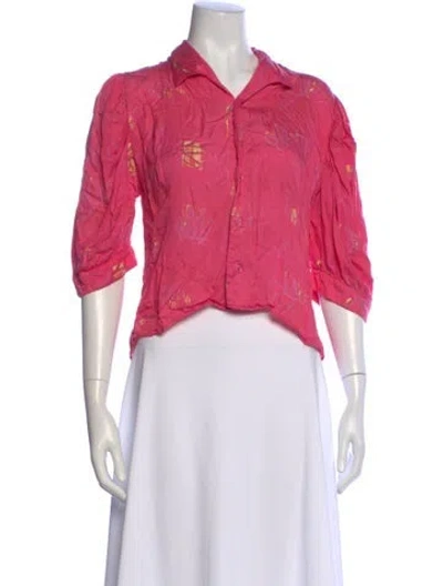 Pre-owned Collina Strada Silk Printed Top In Pink