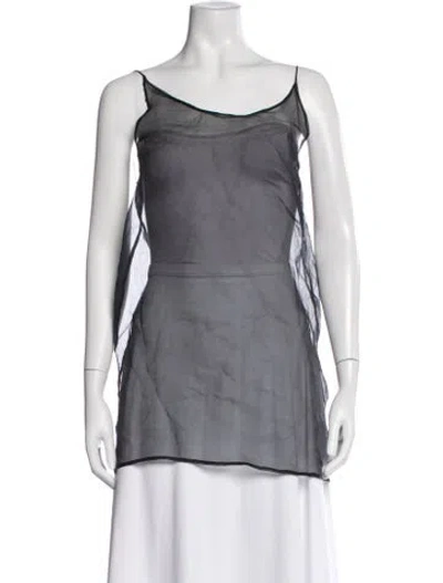 Pre-owned Collina Strada Silk Scoop Neck Top In Gray