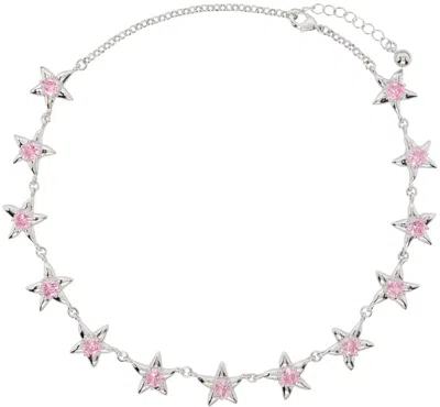 Collina Strada Silver & Pink Starlink Necklace In Soft Pink