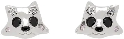Collina Strada Silver Powie Earrings In Jet