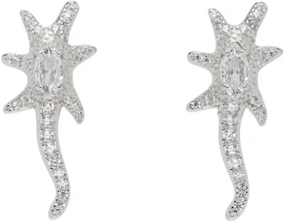 Collina Strada Silver Star Trail Earrings In Crystal Clear