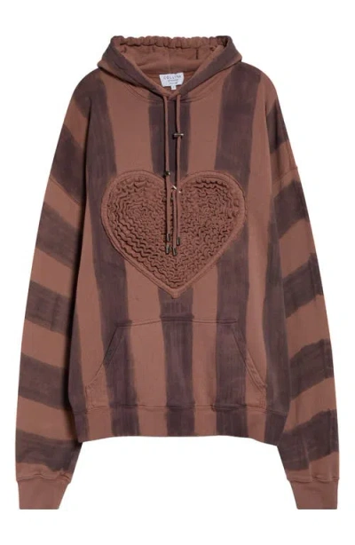 Collina Strada Soft Heart Oversize Fleece Hoodie In Brown