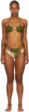 Collina Strada Ssense Exclusive Khaki Recycled Nylon Bikini In Olive