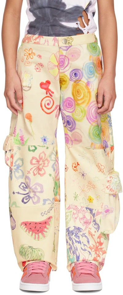 Collina Strada Ssense Exclusive Kids Multicolor Patchwork Lawn Cargo Pants In Doodle Mix