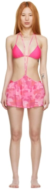Collina Strada Ssense Exclusive Pink Recycled Polyester Bikini In Hot Pink/pink Camo