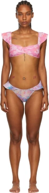 Collina Strada Ssense Exclusive Purple Recycled Nylon Bikini In Pink Camo/star Fish