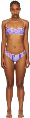 Collina Strada Ssense Exclusive Purple Recycled Nylon Bikini In Purple Butterflies