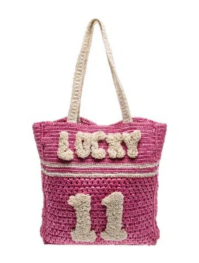 Pre-owned Collina Strada Straw Bucket Bag In Pink