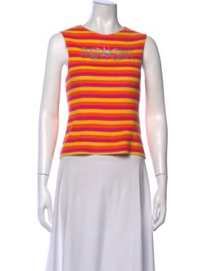 Pre-owned Collina Strada Striped Crew Neck Top In Orange