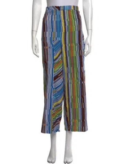Pre-owned Collina Strada Striped Wide Leg Pants In Blue/brown