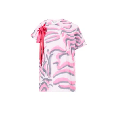 Collina Strada Printed Organic Cotton T-shirt With Bow Detail In Pink