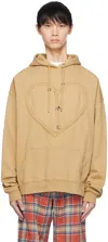 Collina Strada Tan Heart Hoodie In Camel