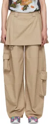 Collina Strada Lawn Plaid Skirt Overlay Cargo Pants In Neutral