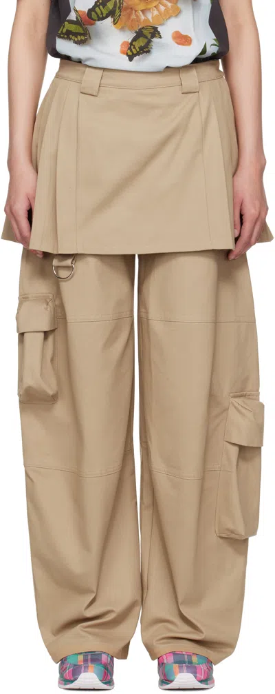 COLLINA STRADA TAN LAWN SKIRT CARGO PANTS