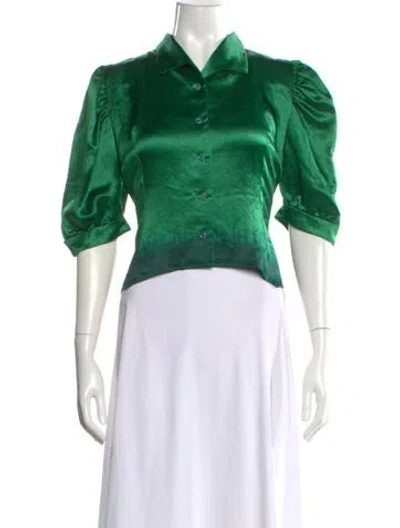 Pre-owned Collina Strada Three-quarter Sleeve Blouse In Green