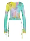 Collina Strada Tie-dye Effect Long-sleeve Top In Green