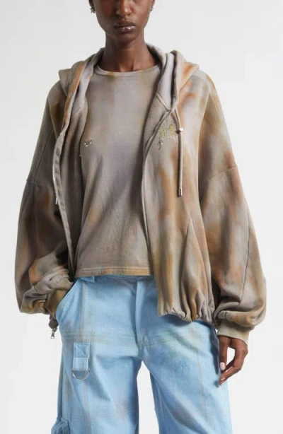 Collina Strada Tie Dye Fleece Zip-up Hoodie In Neutral