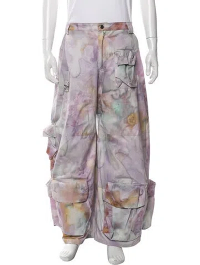 Pre-owned Collina Strada Tie-dye Print Cargo Pants In Purple