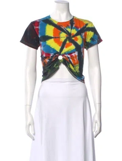 Pre-owned Collina Strada Tie-dye Print Crew Neck Crop Top In Multi