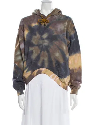 Pre-owned Collina Strada Tie-dye Print Crew Neck Hoodie In Green