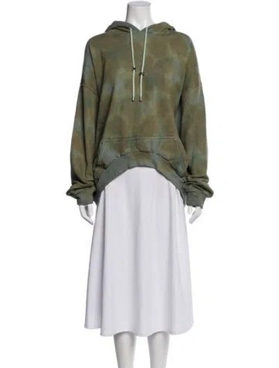 Pre-owned Collina Strada Tie-dye Print Crew Neck Hoodie In Green