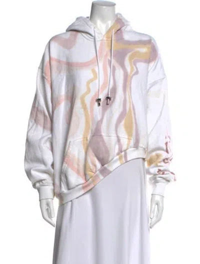 Pre-owned Collina Strada Tie-dye Print Crew Neck Hoodie In White