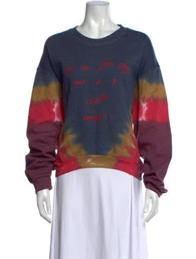 Pre-owned Collina Strada Tie-dye Print Crew Neck Sweatshirt In Blue
