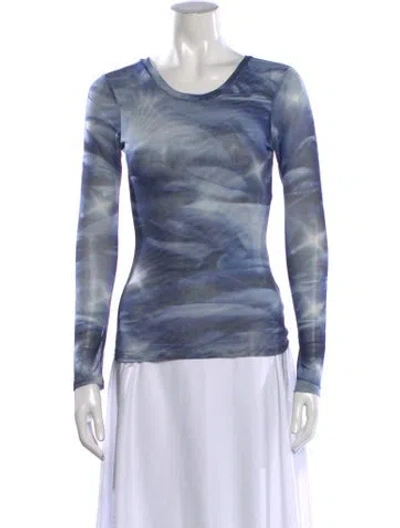 Pre-owned Collina Strada Tie-dye Print Crew Neck Top In Blue