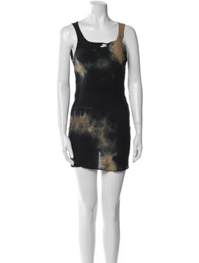 Pre-owned Collina Strada Tie-dye Print Mini Dress In Black