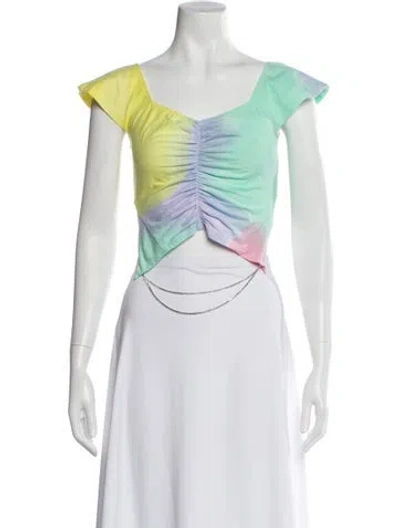 Pre-owned Collina Strada Tie-dye Print Square Neckline Crop Top W/ Tags In Multi