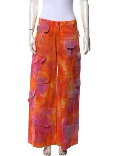 Pre-owned Collina Strada Tie-dye Print Wide Leg Pants In Orange