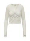 Collina Strada Sheer Sucker Long Sleeve Top In Beige