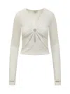 Collina Strada Sheer Sucker Long Sleeve Top In Beige
