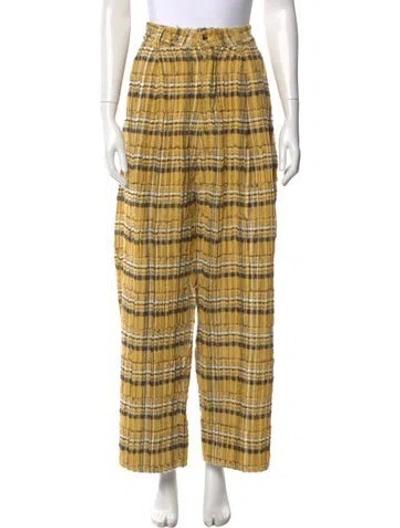 Pre-owned Collina Strada Virgin Wool Wide Leg Pants In Yellow