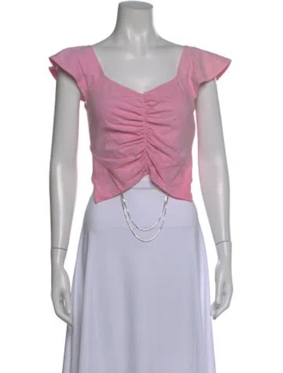 Pre-owned Collina Strada V-neck Short Sleeve Crop Top In Purple