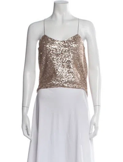 Pre-owned Collina Strada V-neck Sleeveless Crop Top In Green
