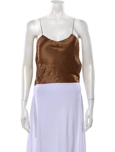 Pre-owned Collina Strada V-neck Sleeveless Top In Brown