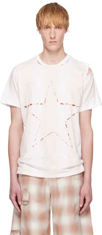 Collina Strada White & Beige Remnant Star T-shirt