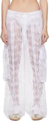 Collina Strada White Lace Pleated Cargo Pants