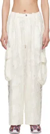 Collina Strada White Pleated Cargo Pants In White