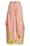 Collina Strada Lawn Printed Baggy Cargo Pants In Basically Melon