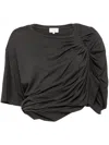 Collina Strada Black Eva Draped T-shirt In Black