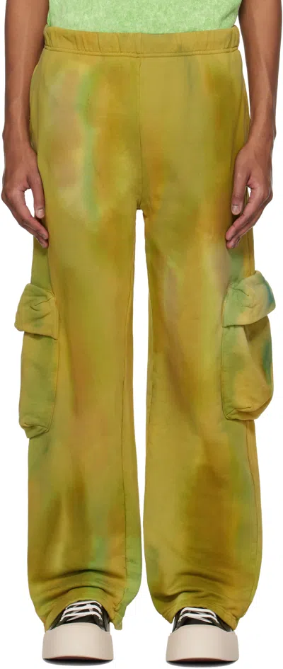 Collina Strada Yellow Deadstock Cotton Cargo Sweatpants In Sea Moss