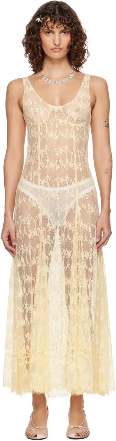 Collina Strada Yellow Pamela Maxi Dress In Nude