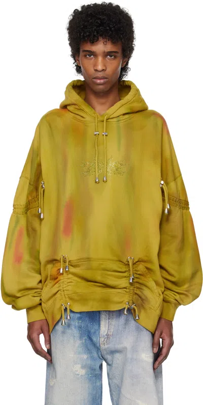 Collina Strada Yellow Rhinestone Hoodie In Sea Moss