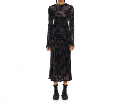 Collina Strada Yuri Dress In Black Watercolor Roses In Multi