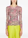 Collina Strada Cardio Animal Print Crewneck Top In Multi