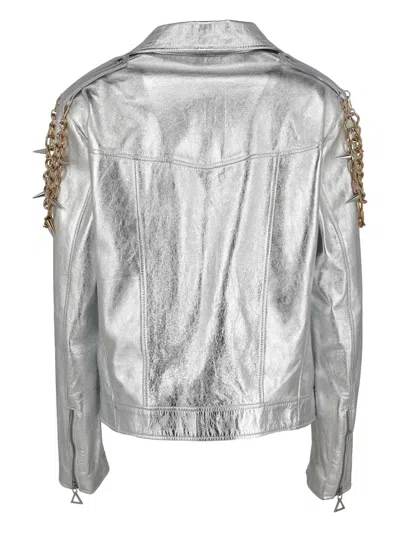 Pre-owned Collini Milano Leather Jacket In Silver
