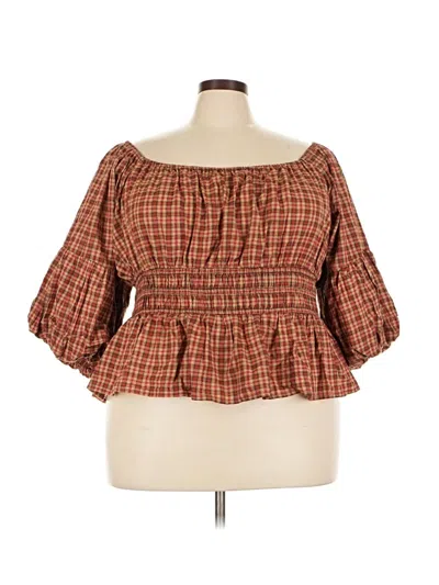 Pre-owned Collusion 3/4 Sleeve Blouse In Red